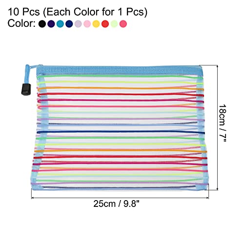 sourcing map A5 pochette zippée maille multicolore lot 10 nylon
