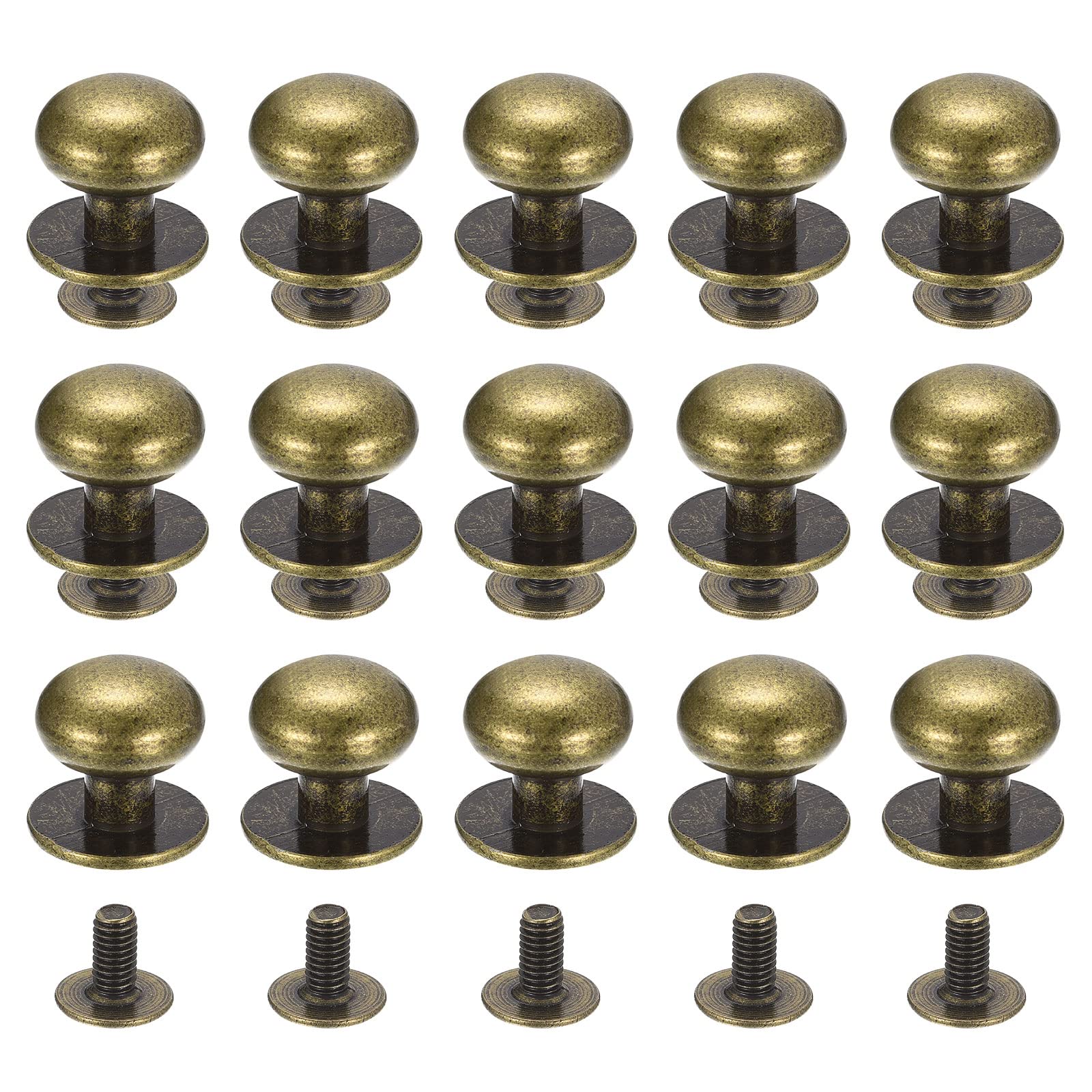 Sourcing Map 12mm Rivets à Vis Cuir Bronze 15 Pcs