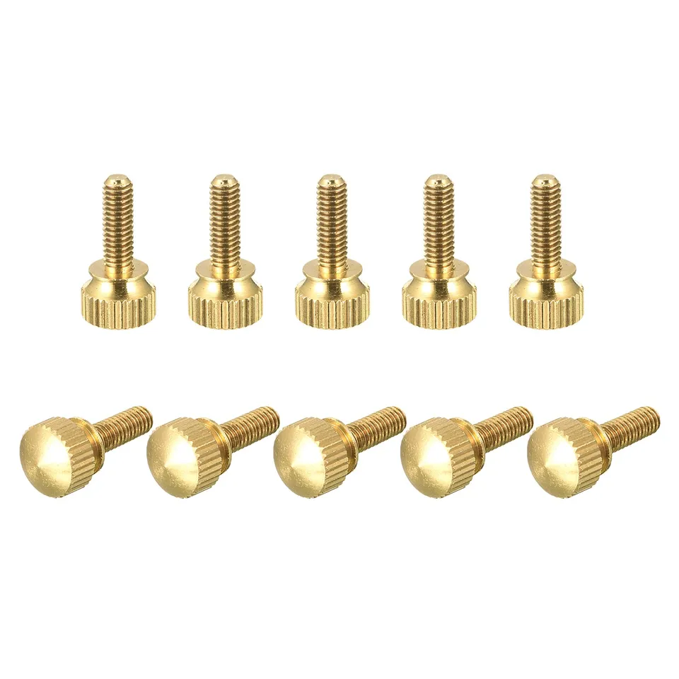 sourcing map Vis Moletée M4x16mm laiton 10pcs tête ronde