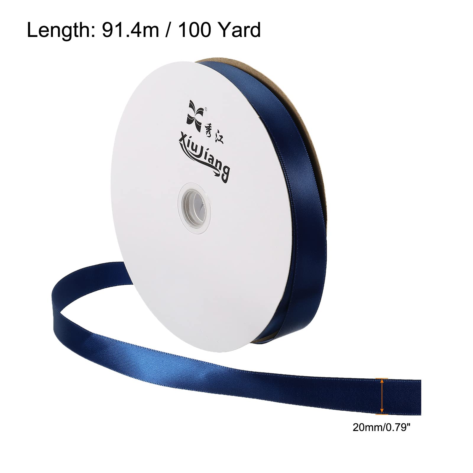 Sourcing Map Ruban Satin Bleu Marine 20 mm x 91,4 m Rouleau