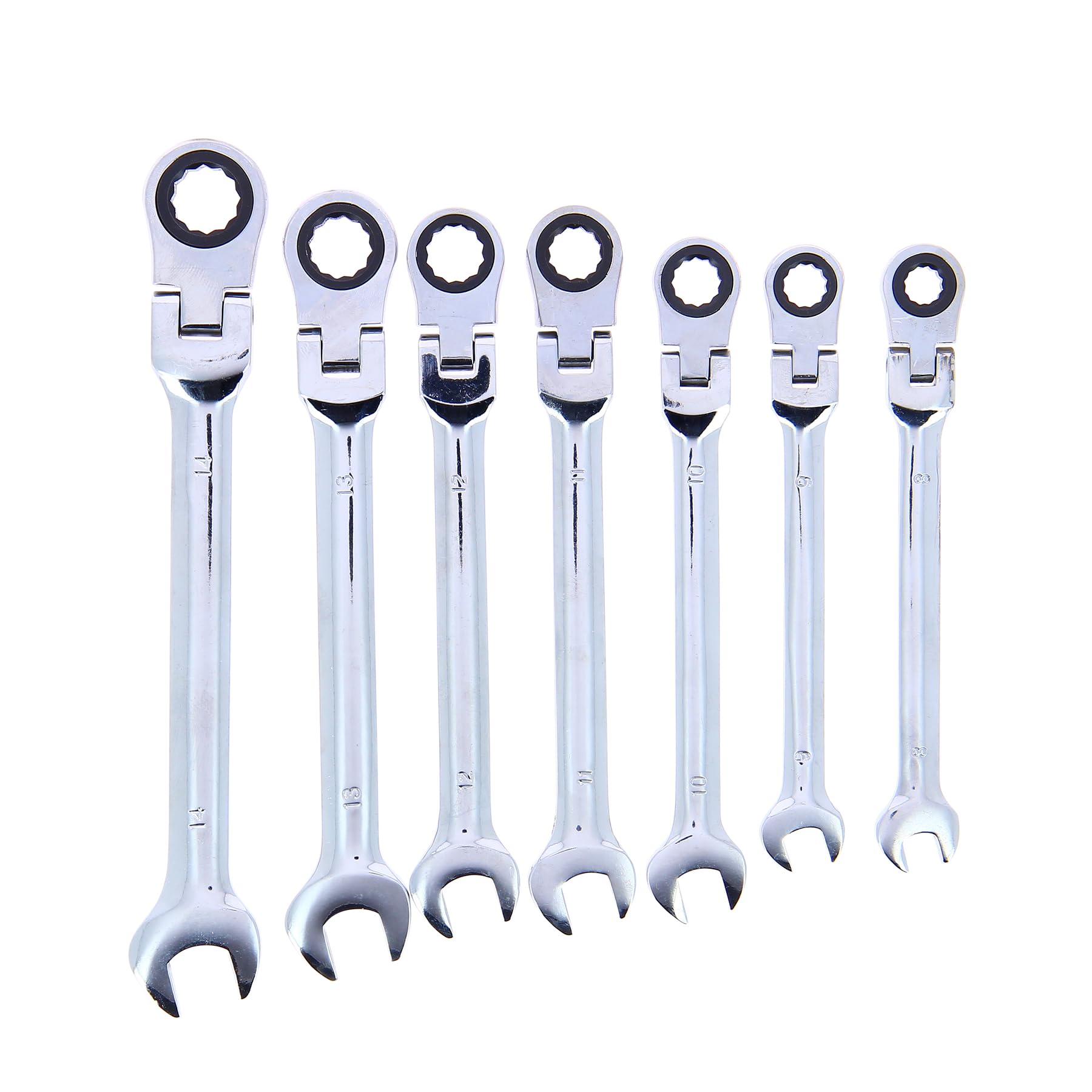 PRECISION STEEL 211444 Jeu 7 clés mixtes à cliquet 8-14 mm chrome vanadium