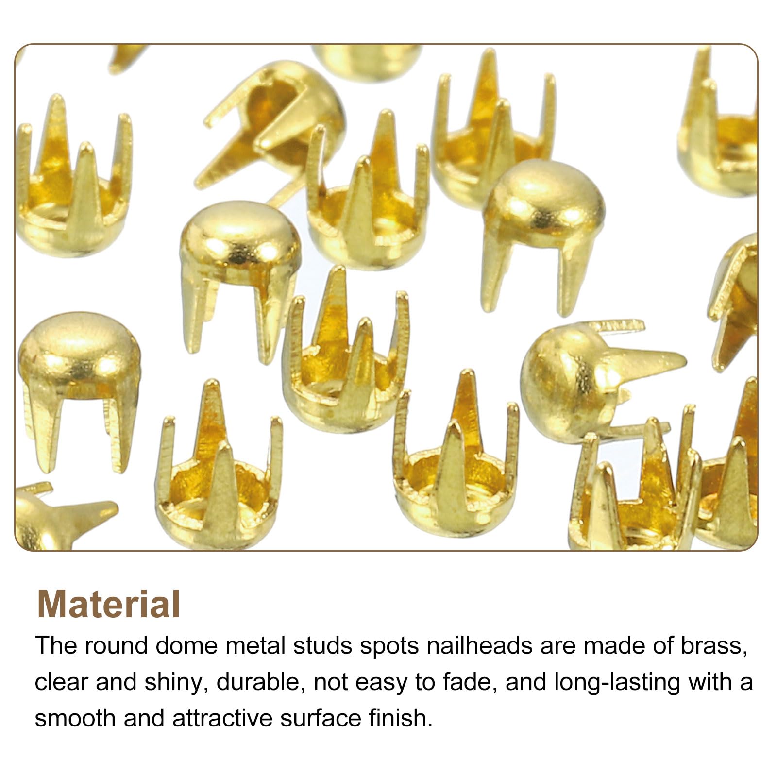 sourcing map Clous dôme doré 2mm laiton 200 pièces
