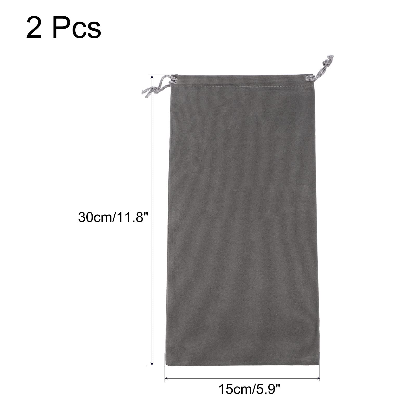 Sourcing Map Pochette Microfibre Cordon 2 pcs Gris 30x15 cm