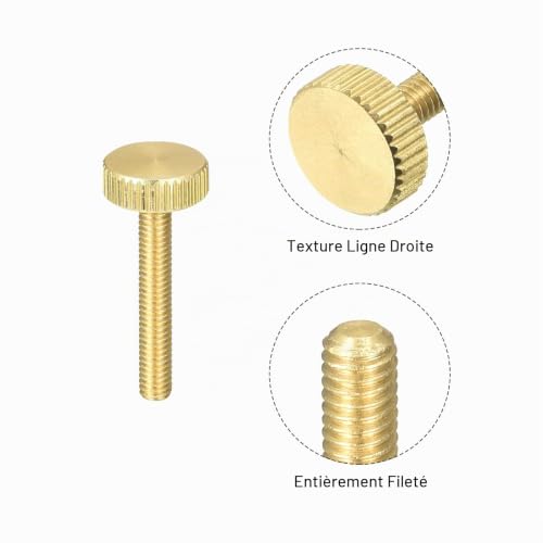 Sourcingmap Vis Moletée Laiton M4x25mm Tête 12mm Lot 2
