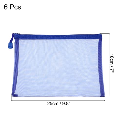 sourcing map pochette zippée A5 bleue x6 nylon