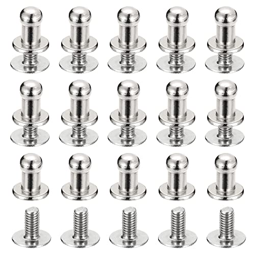 Sourcing Map Rivets vis cuir argenté 4 mm lot 15 maroquinerie
