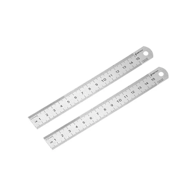Sourcing Map Règle inox 15cm graduée trou suspension 2pcs