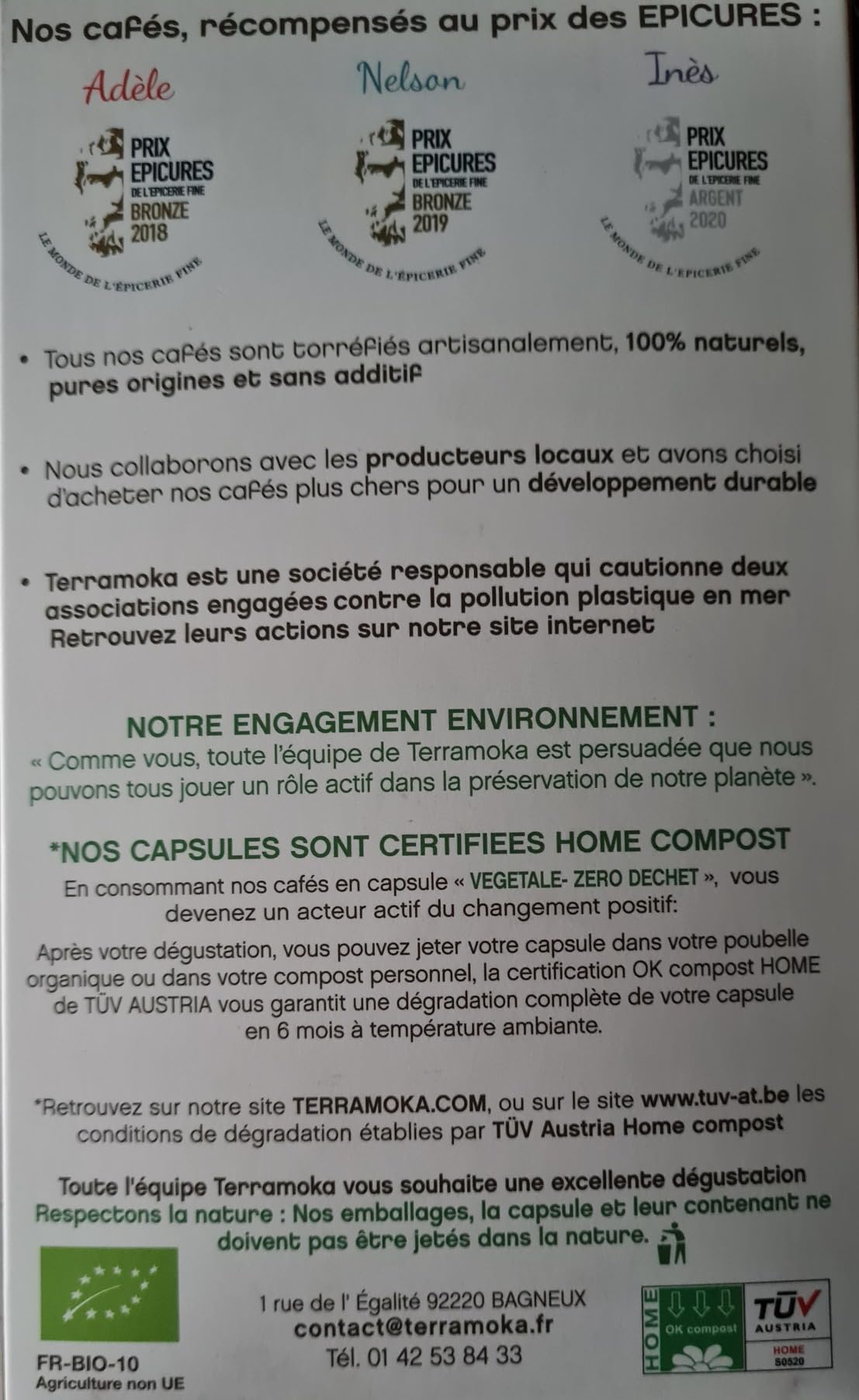 Terramoka Monsieur Albert capsules café Pérou bio 60 fruité