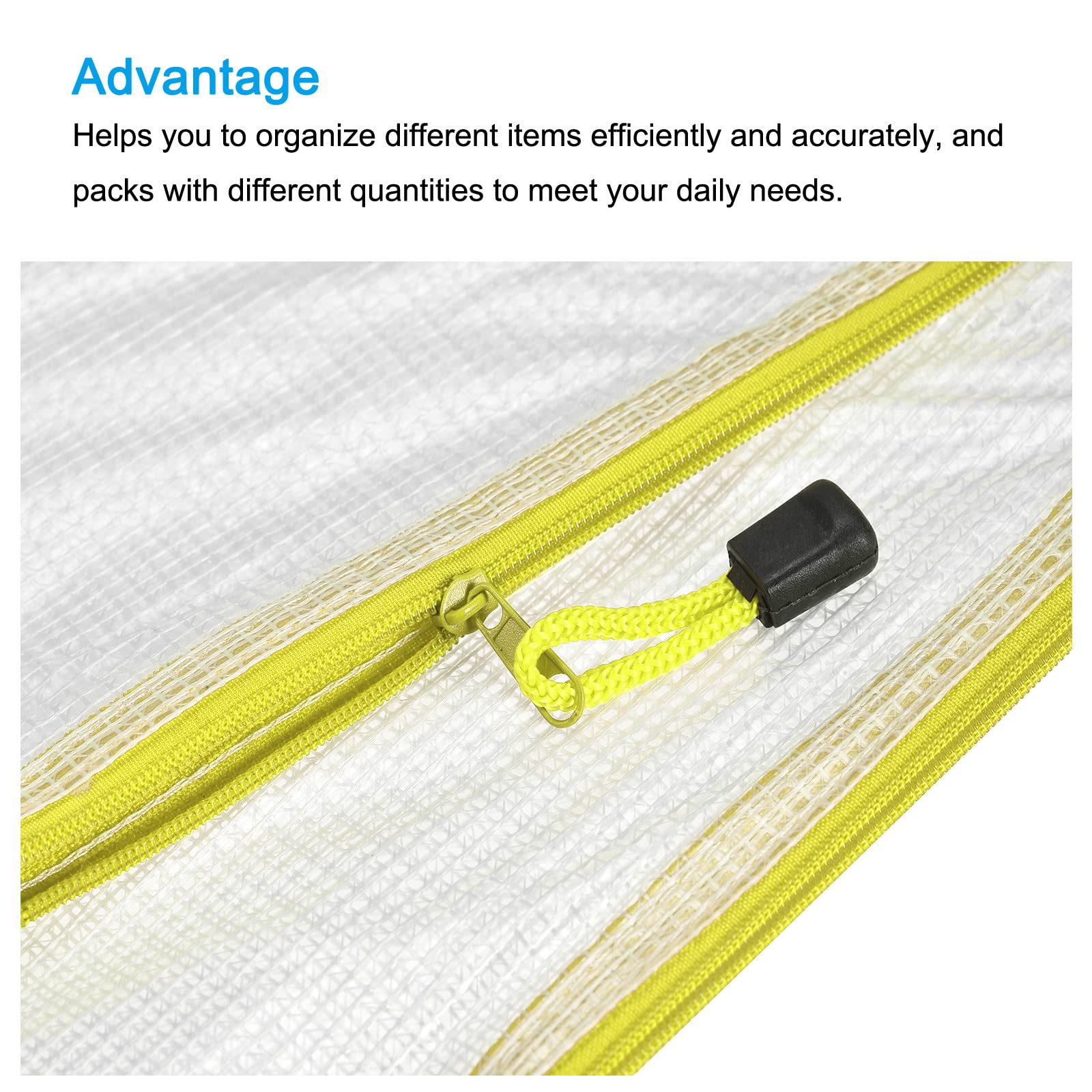 sourcing map A4 pochette zip jaune lot de 12