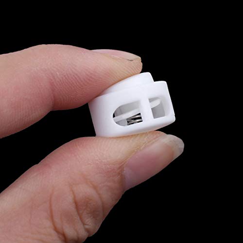 sourcing map Arrêt Cordon Plastique Blanc Lot 20 Double Trou