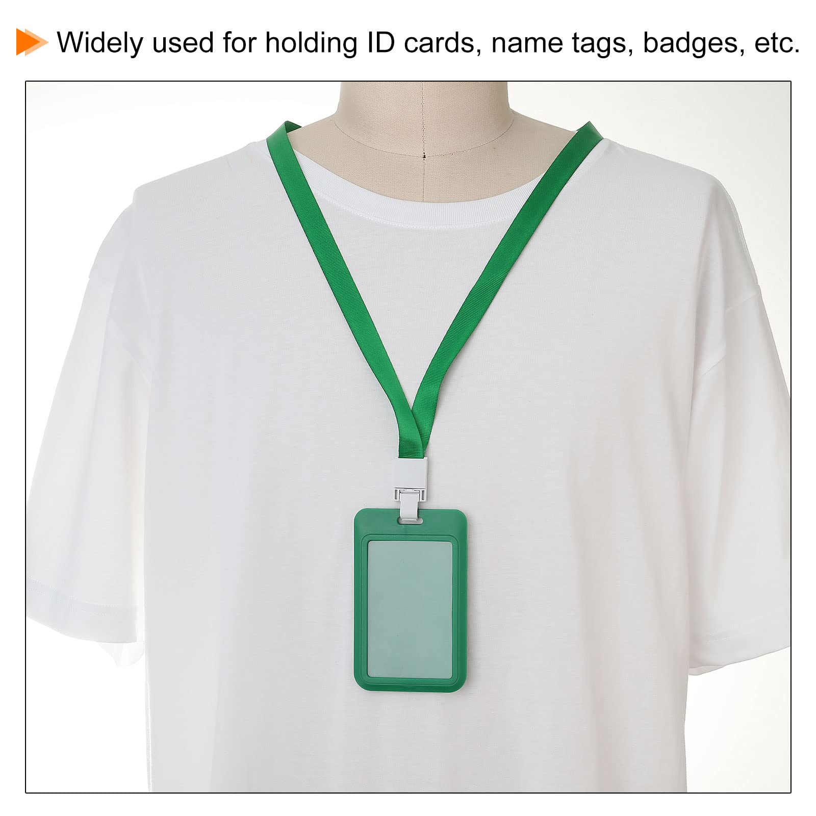 sourcing map Porte-badge ID rigide vert lot de 2 avec tour de cou