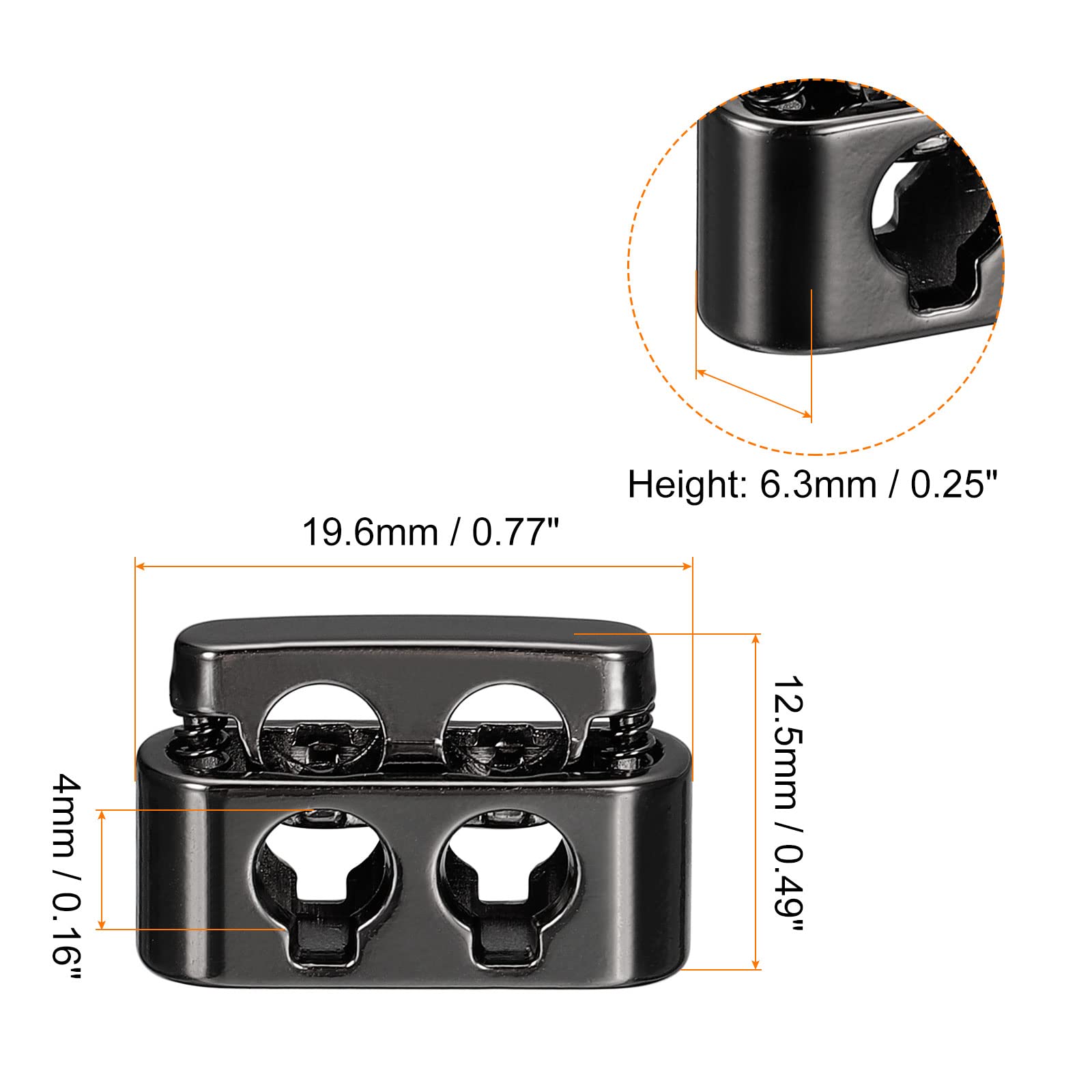 Sourcingmap Arrêt Cordon Métal Noir 19,6x12,5mm Lot 10