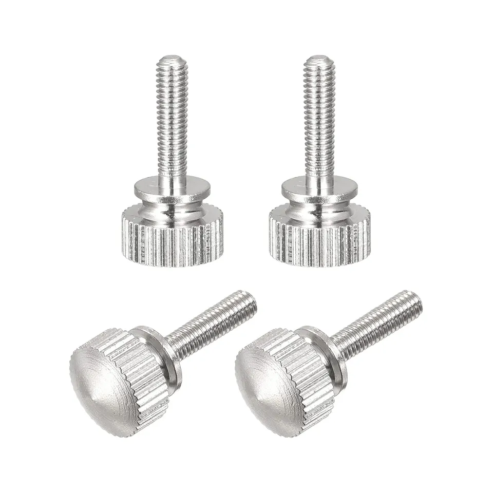 sourcingmap Vis moletée laiton M3x12 mm tête ronde lot de 4