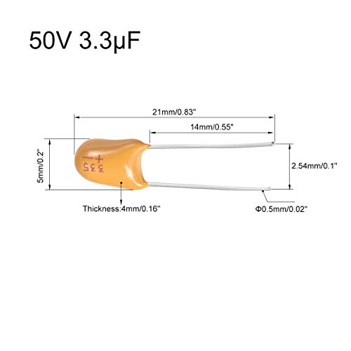 sourcing map 3,3uF 50V condensateur tantale 5 pièces radial