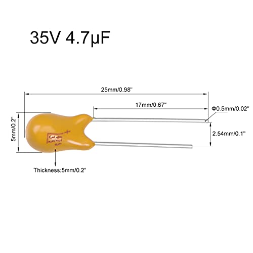Sourcing Map 4.7uF 35V condensateur tantale radial lot 5