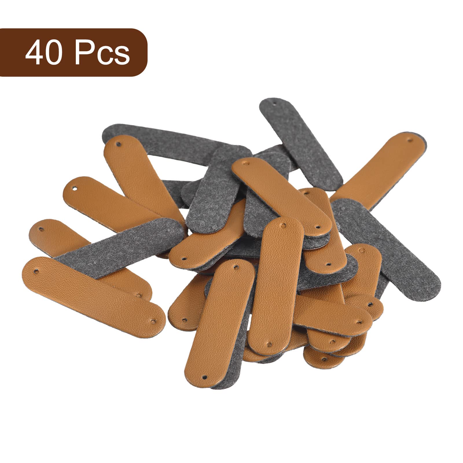 Sourcingmap Étiquette cuir PU 45x12mm marron lot de 40 à coudre