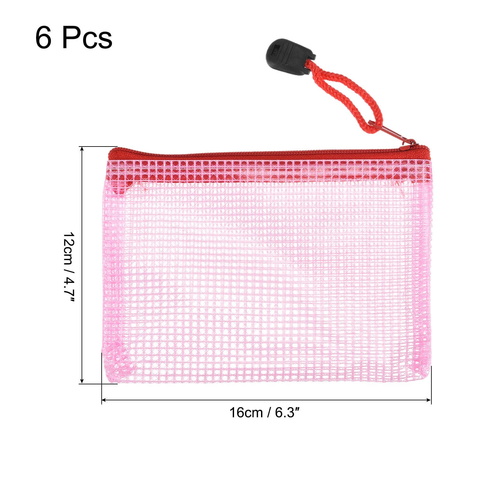 sourcing map Pochette A6 zippée rose lot de 6 PVC