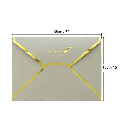 sourcing map B6 enveloppe argent bord doré 13x18cm lot 10 mariage