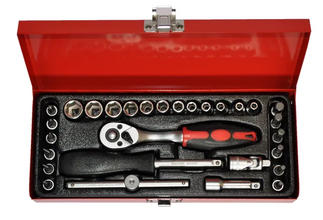 PRECISION STEEL Outillage à main coffret cliquet douilles 1/4" 29 pièces