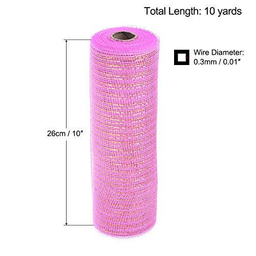 Sourcing Map Ruban maille jute rose et or 26cm 10 yards