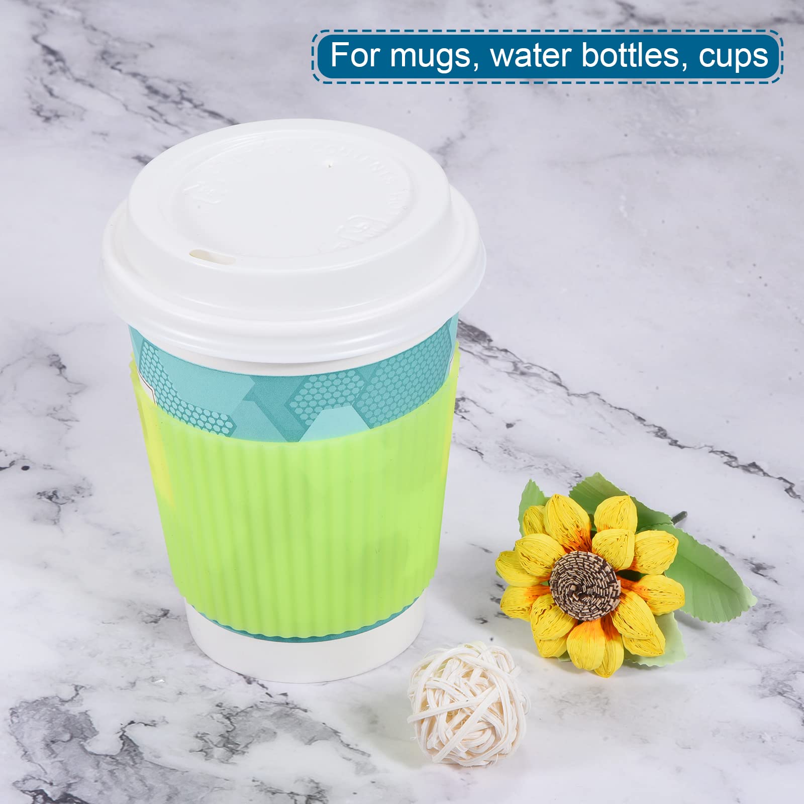 sourcingmap Manchon Tasse Silicone Jaune Lot 4 Antidérapant