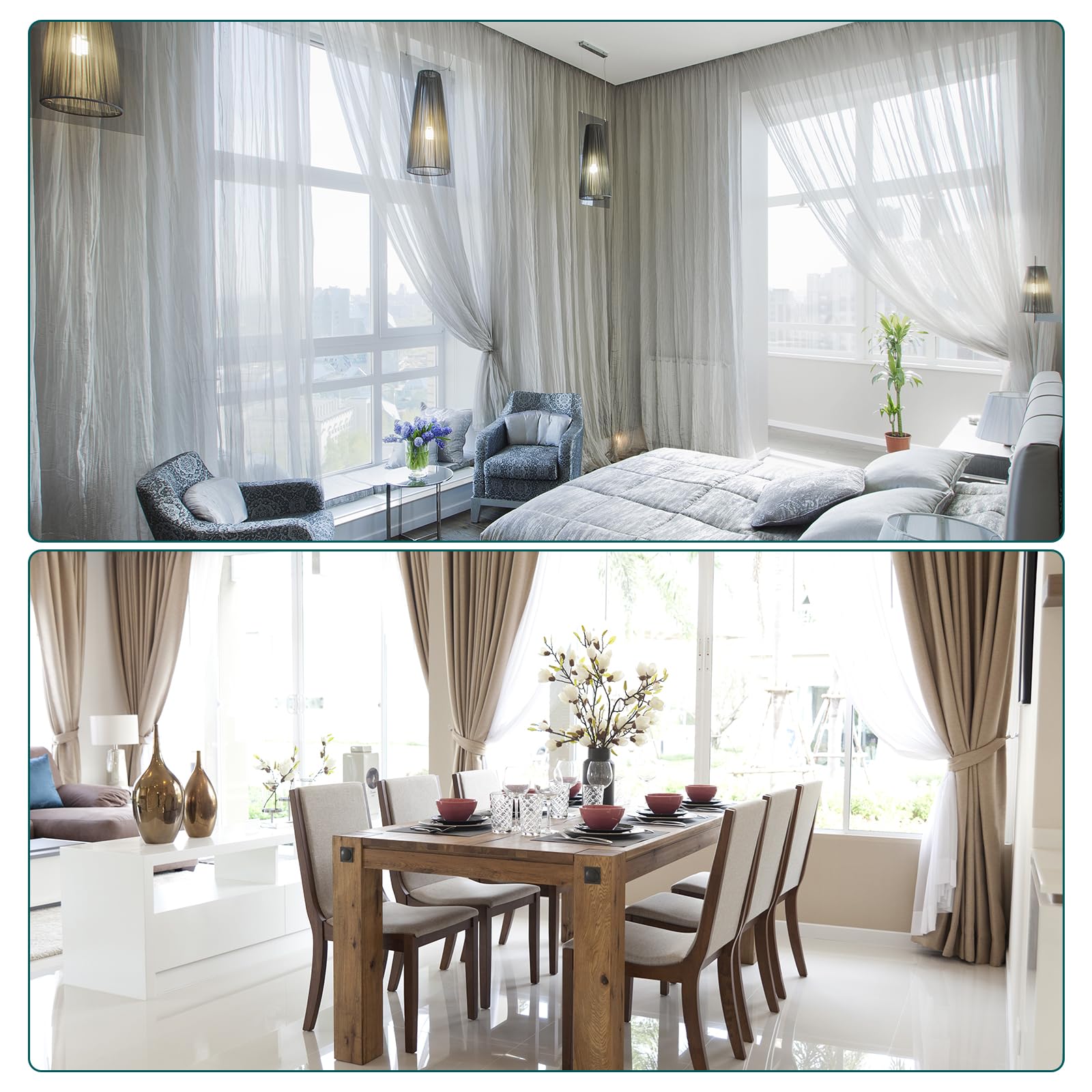 Sourcingmap Home & Garden Embrasse rideau alu blanc x2