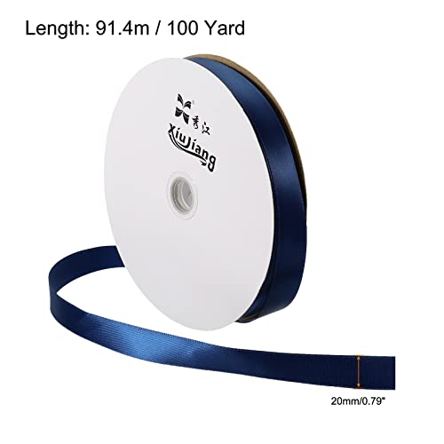 Sourcing Map Ruban Satin Bleu Marine 20 mm x 91,4 m Rouleau