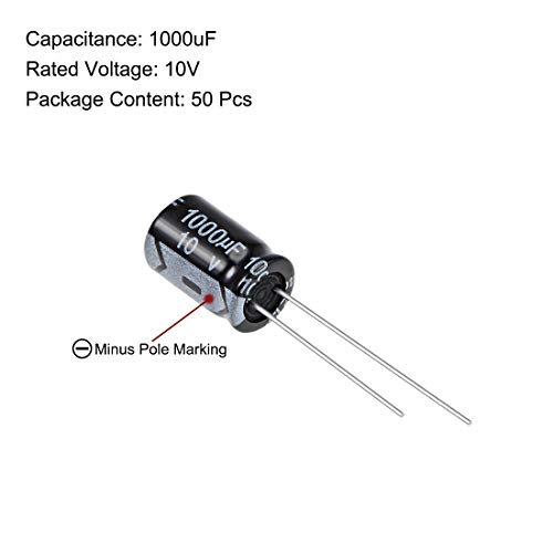 Sourcingmap 1000uF 10V condensateur électrolytique 50 pcs 105°C