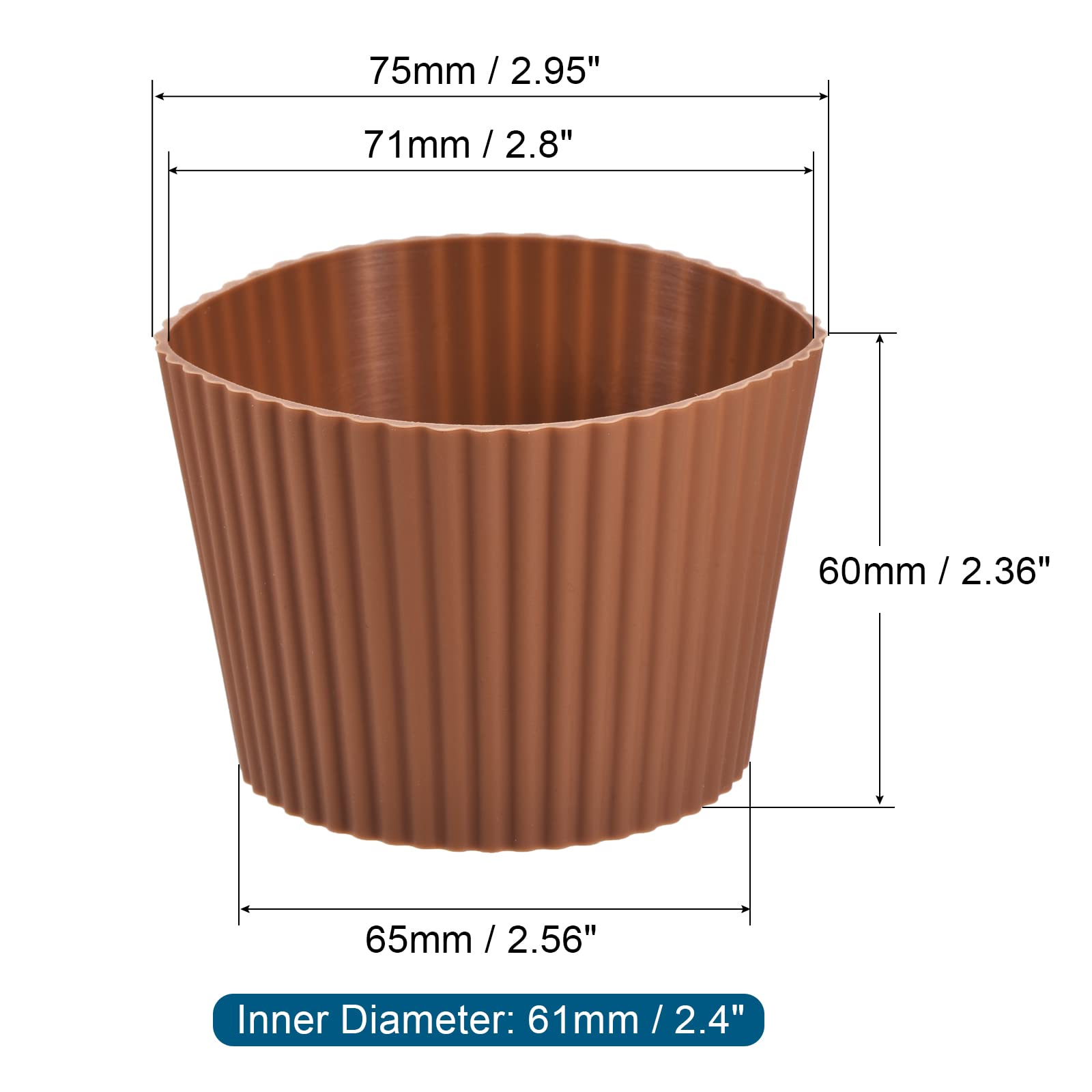 Sourcingmap Home & Garden manchon tasse silicone marron 60 mm lot 2