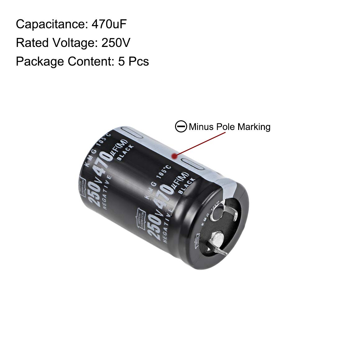 sourcing map condensateur aluminium 470uF 250V 5 pièces