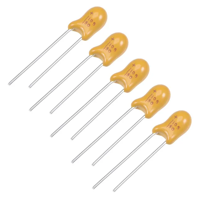 Sourcing Map 1uF 50V condensateur tantale 5 pcs radial jaune