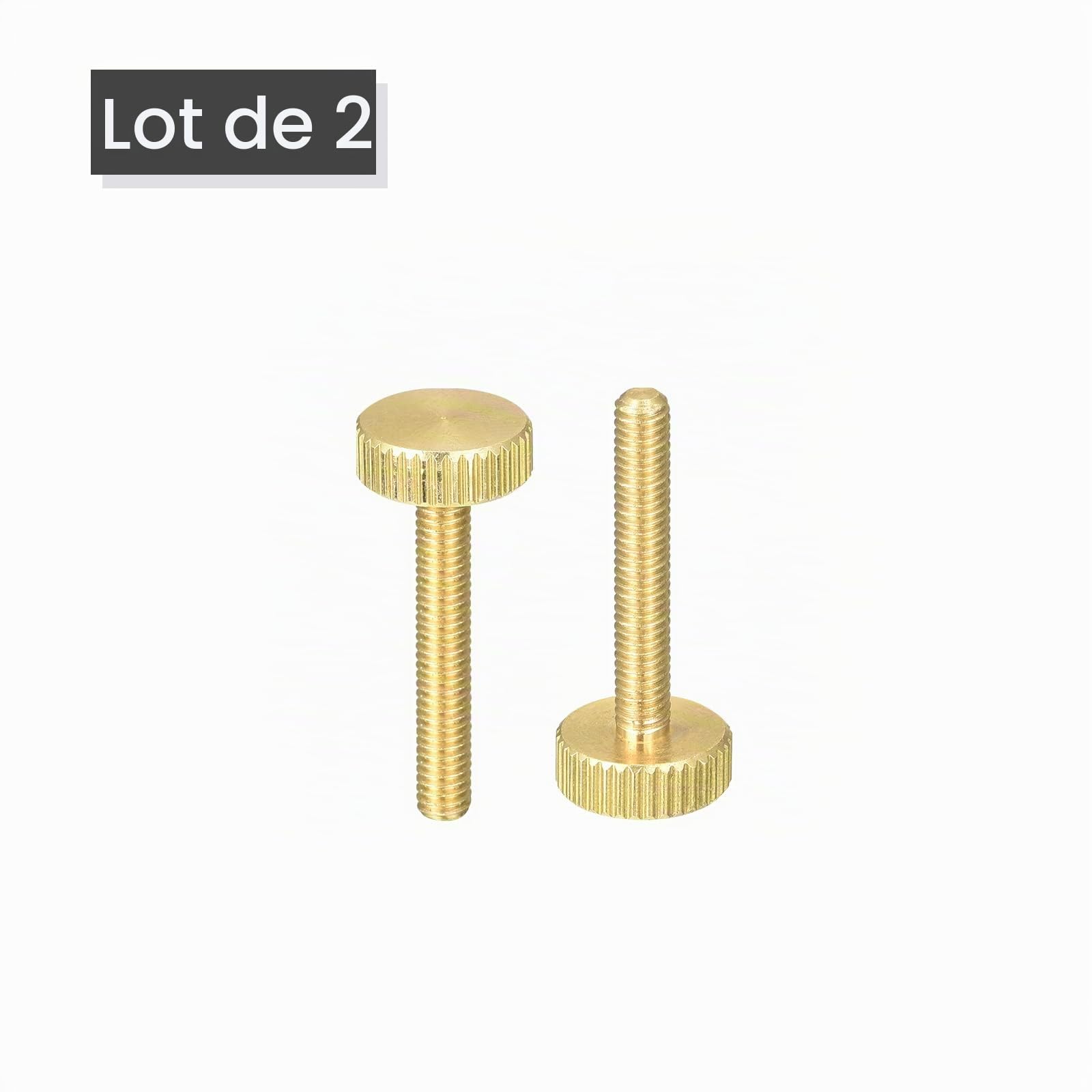 Sourcingmap Vis Moletée Laiton M4x25mm Tête 12mm Lot 2