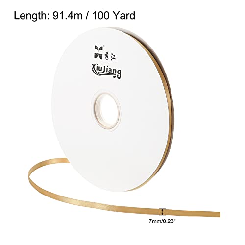 Sourcing Map Ruban Satin Beige 7 mm x 91,4 m Rouleau