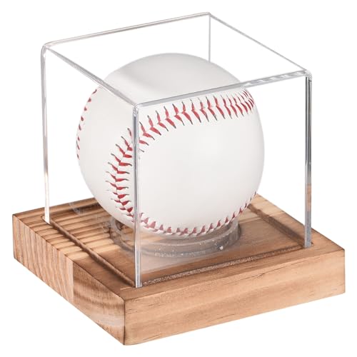sourcing map Sports vitrine balle baseball acrylique socle noyer