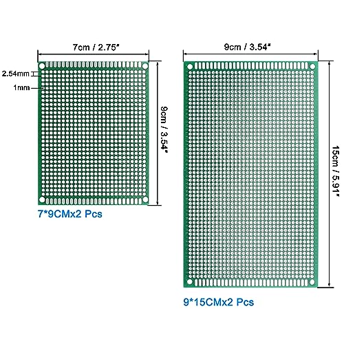 sourcingmap Kit PCB Double Face 7x9 9x15 Lot de 4 FR4