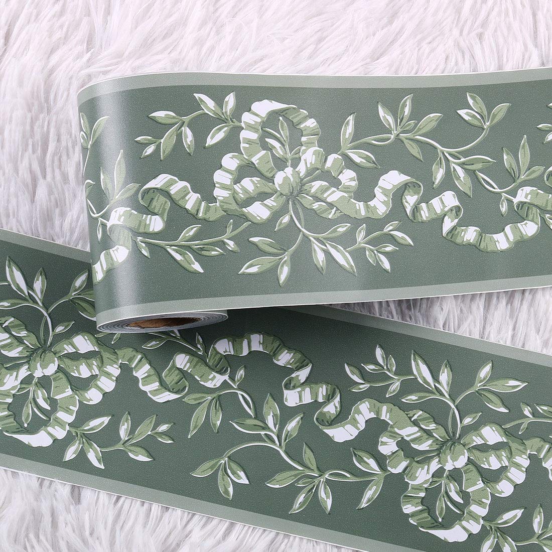 Sourcing Map 10cmx10m frise murale verte branche PVC