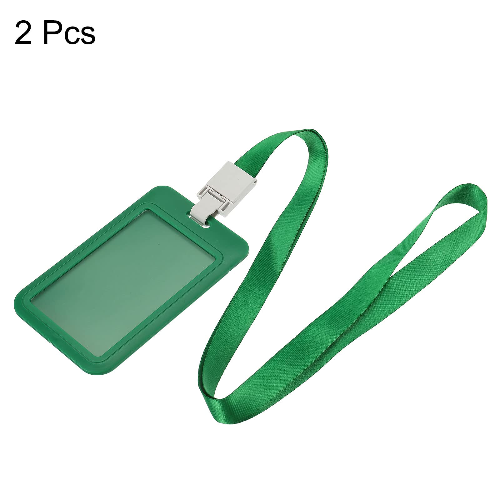 sourcing map Porte-badge ID rigide vert lot de 2 avec tour de cou