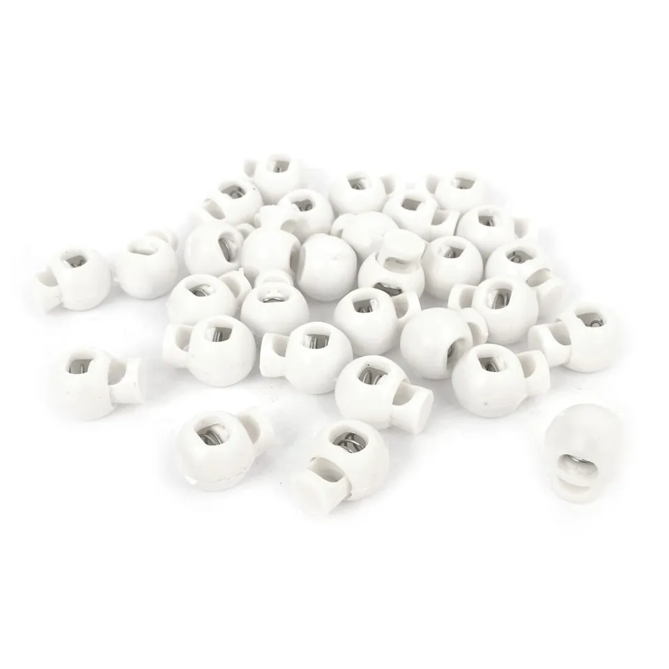 sourcingmap Bloque-Cordon Plastique Blanc 6x5mm Lot de 30