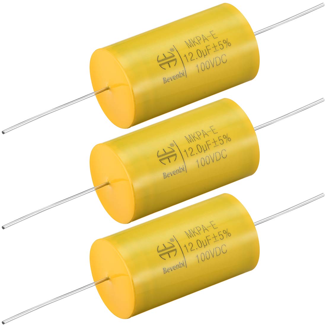 Sourcing Map Condensateur Film 12uF 100V Axial Jaune Lot 3 Audio