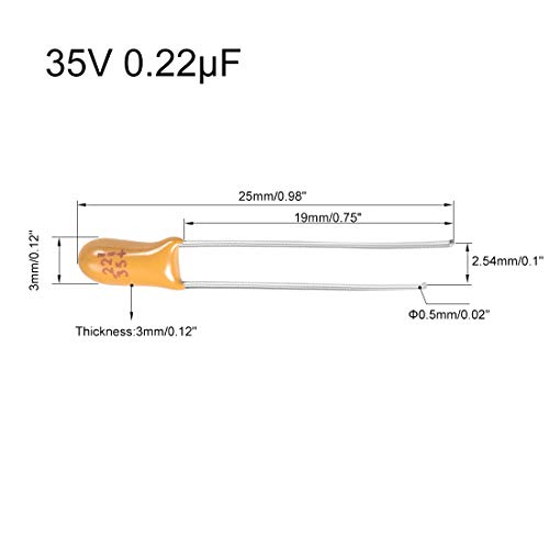 sourcing map 0,22uF 35V condensateur tantale 5 pièces radial