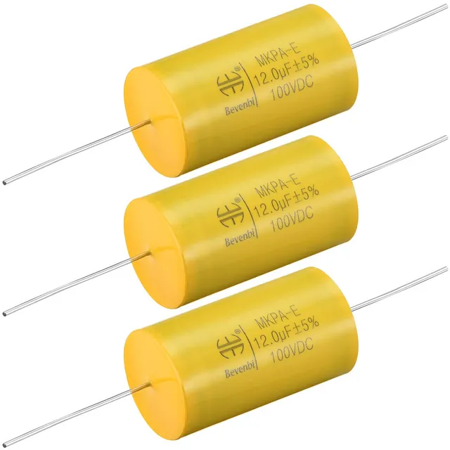 Sourcing Map Condensateur Film 12uF 100V Axial Jaune Lot 3 Audio