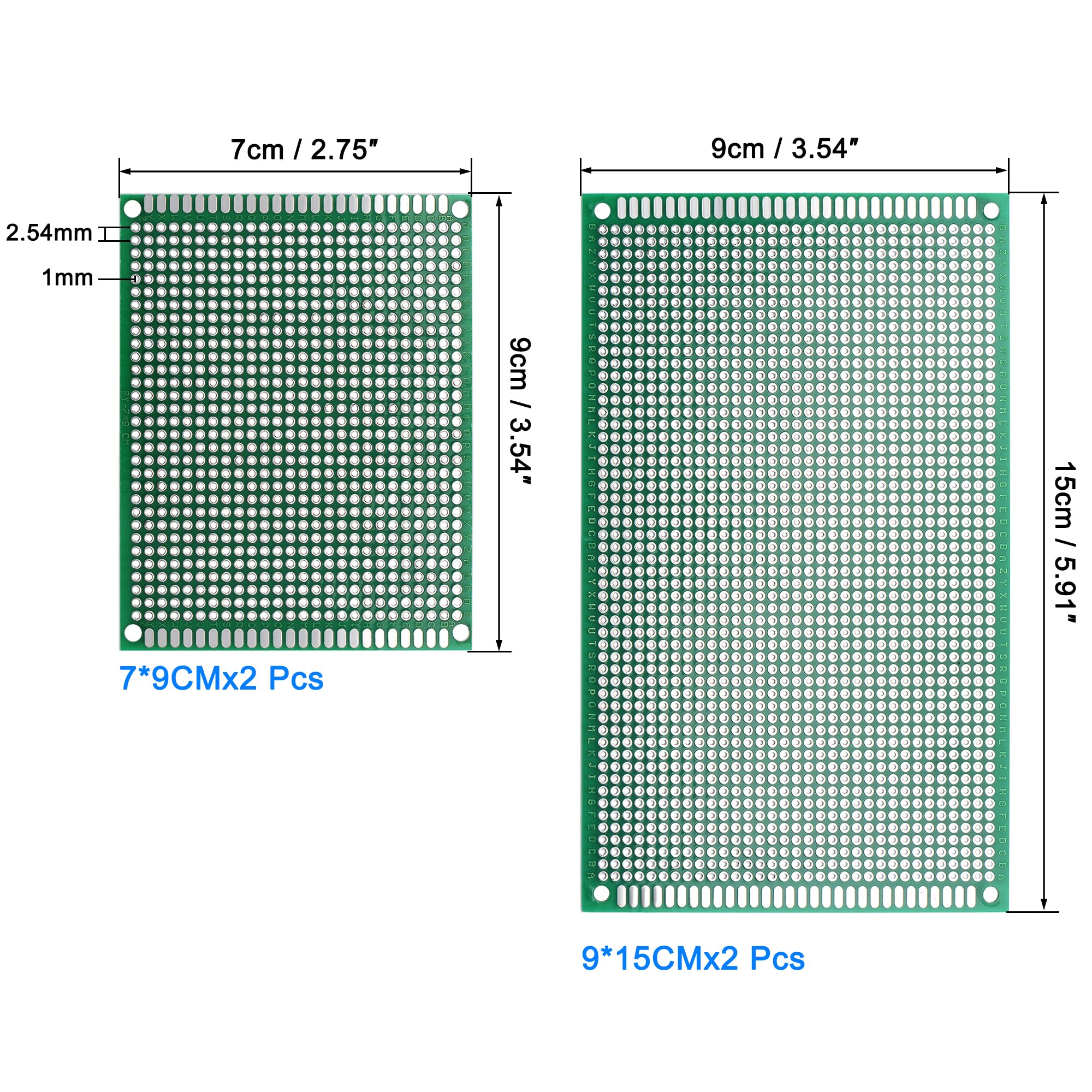 sourcingmap Kit PCB Double Face 7x9 9x15 Lot de 4 FR4