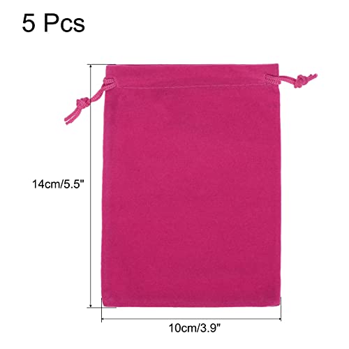 sourcing map Pochette Microfibre Rose Rouge 14x10cm Lot 5