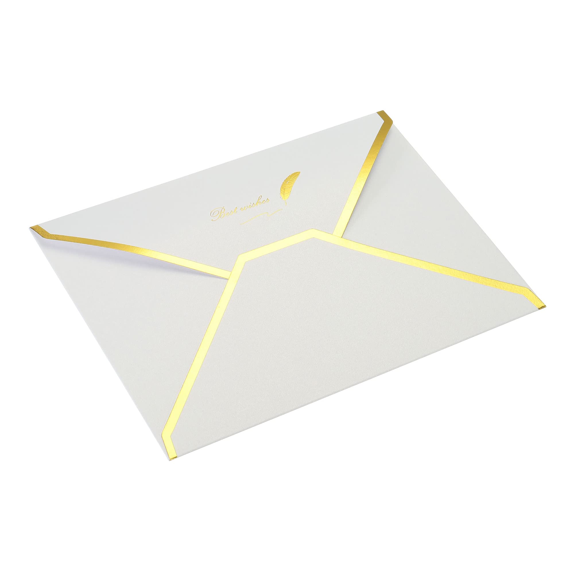 sourcing map Enveloppe B6 blanche bord doré lot de 20 invitation