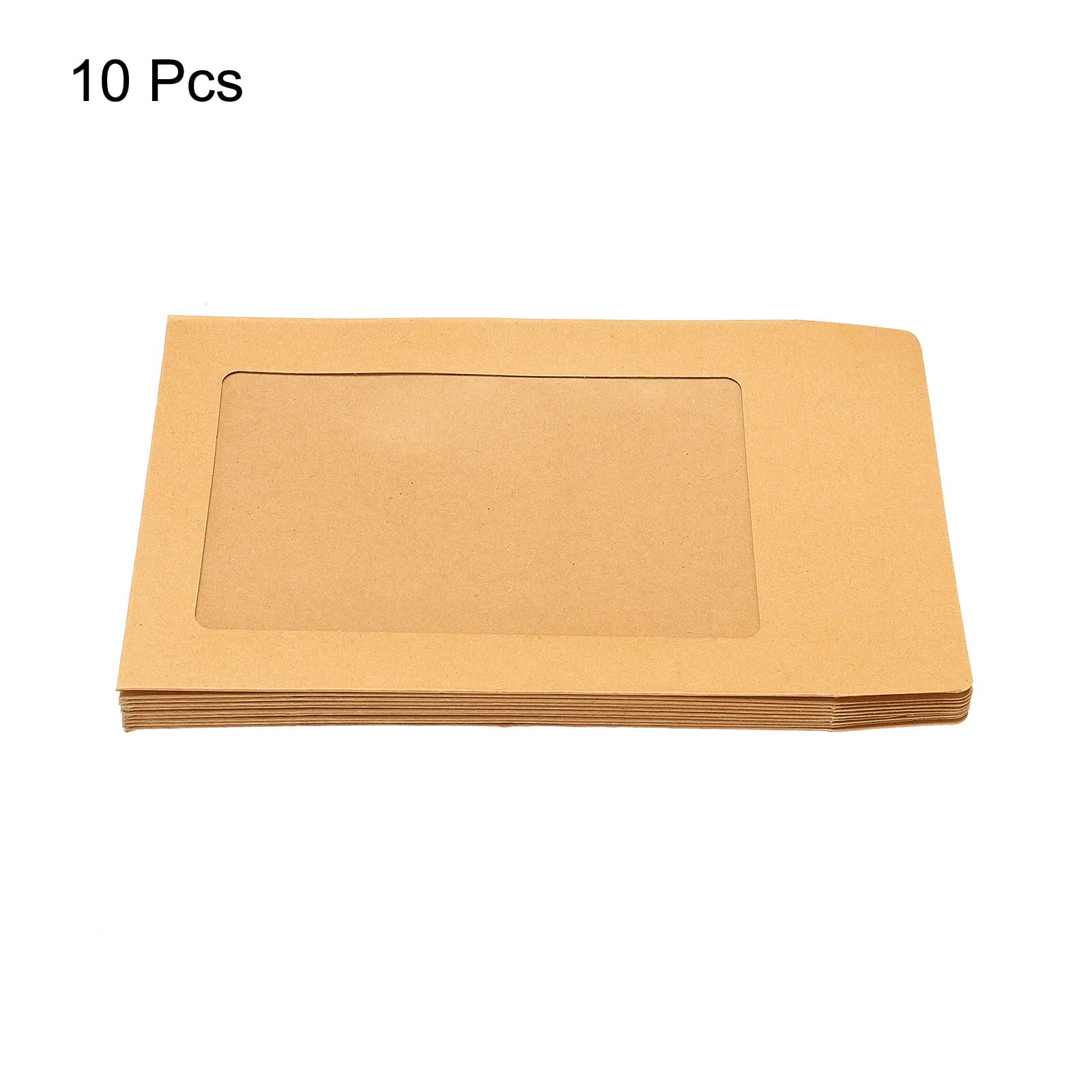 sourcingmap 6 pouces enveloppe à fenêtre marron lot 10 simple face
