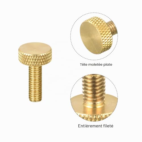 sourcing map vis moletée laiton M5 12 mm 5 pcs fixation