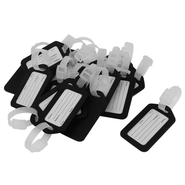 Sourcing Map Étiquette Bagage Plastique Noir Lot de 20