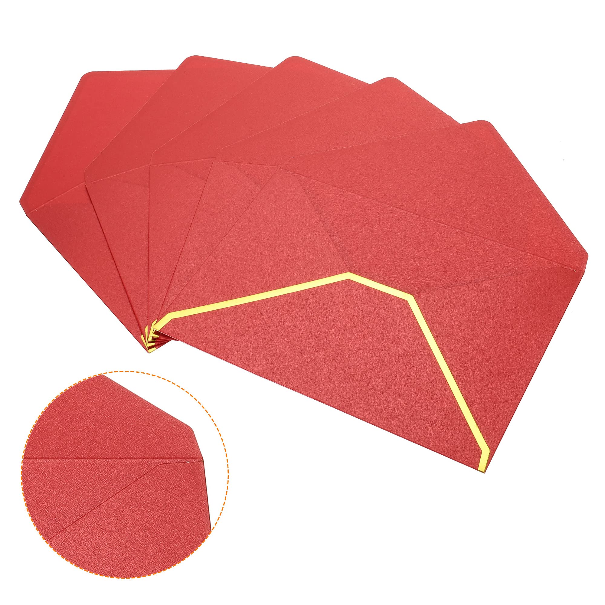 Sourcing Map Enveloppe B6 Rabat V 10 pcs Rouge Bord Doré