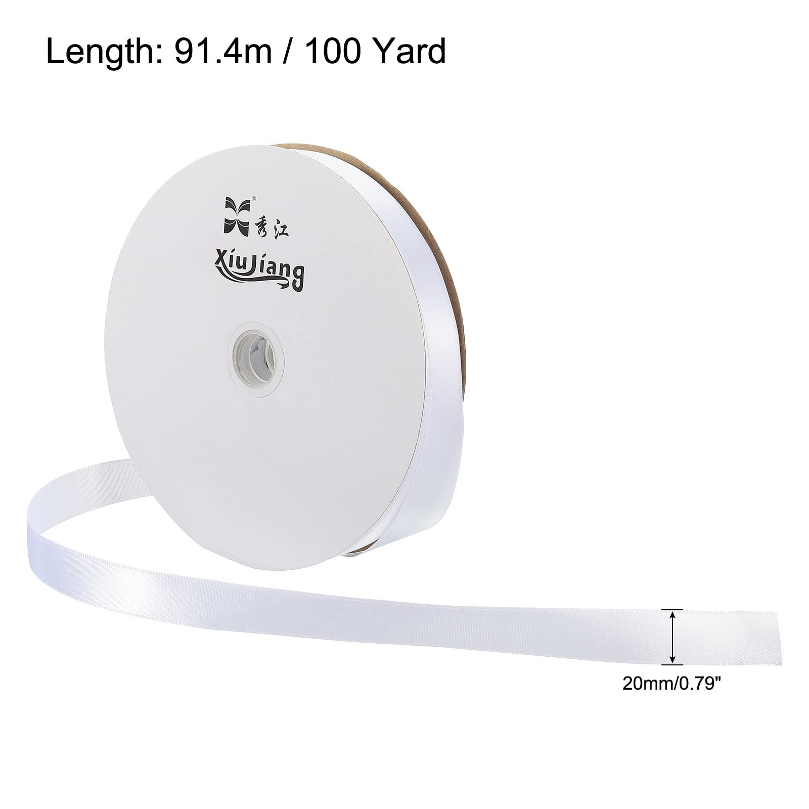 sourcing map Home & Garden ruban satin blanc 20mmx91,4m polyester