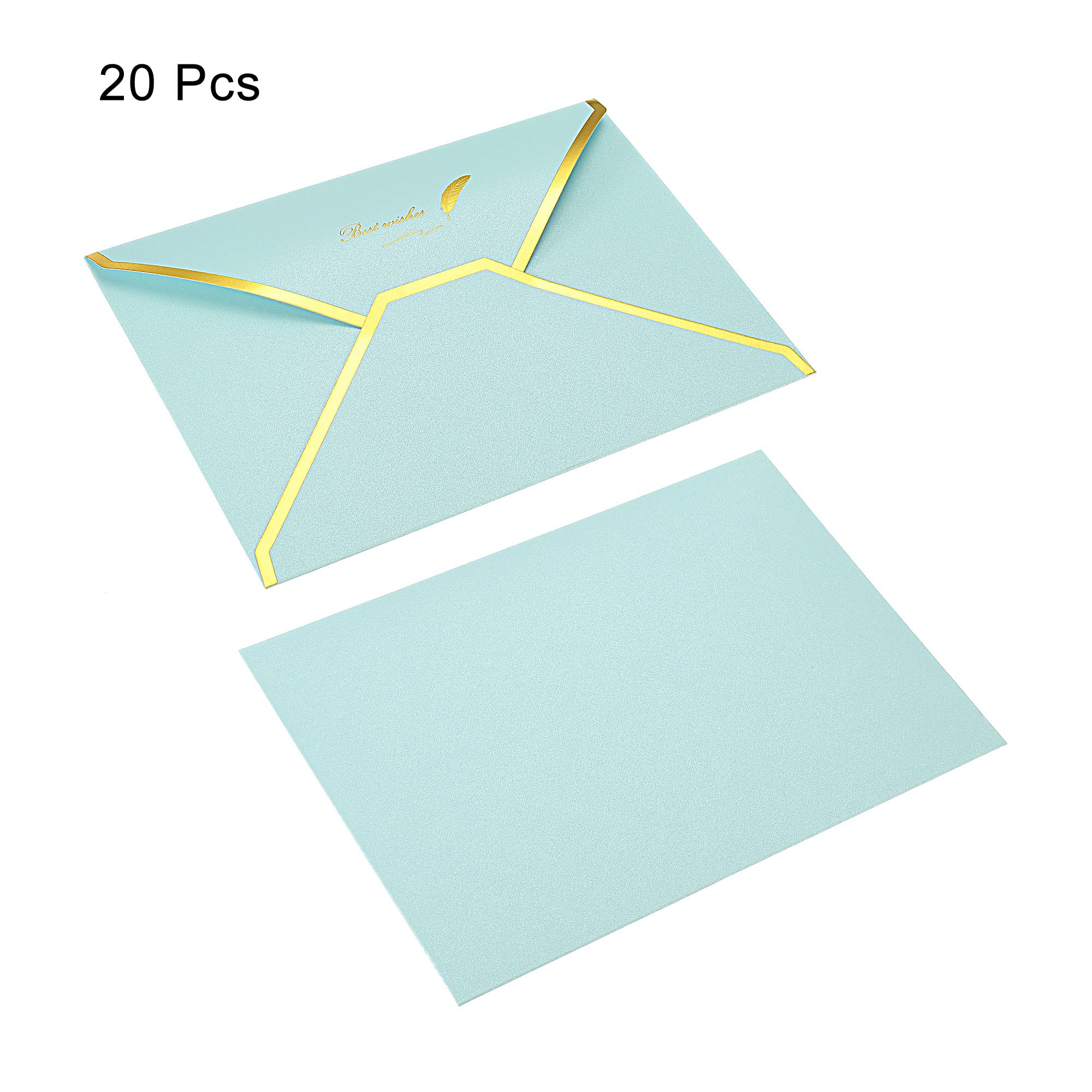 sourcing map B6 enveloppe bleu ciel bord doré lot de 20